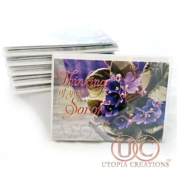 DST "Thinking of You Soror" African Violets Greeting Cards - UTOPIA CREATIONS | Accessories & Gifts