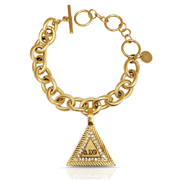 UTOPIA CREATIONS® twisted rope stainless steel bracelet with Delta Sigma Theta pendant.
