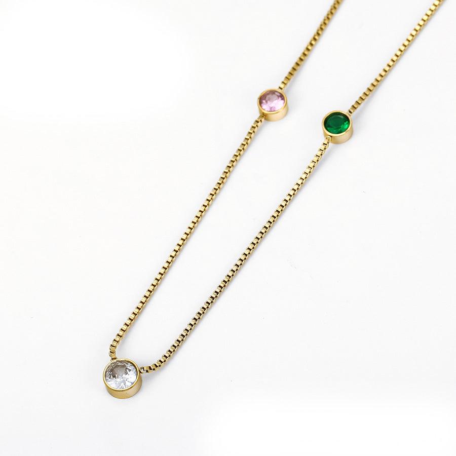 **NEW** Pink and Green Station 'Lily' Necklace - Simply Greek