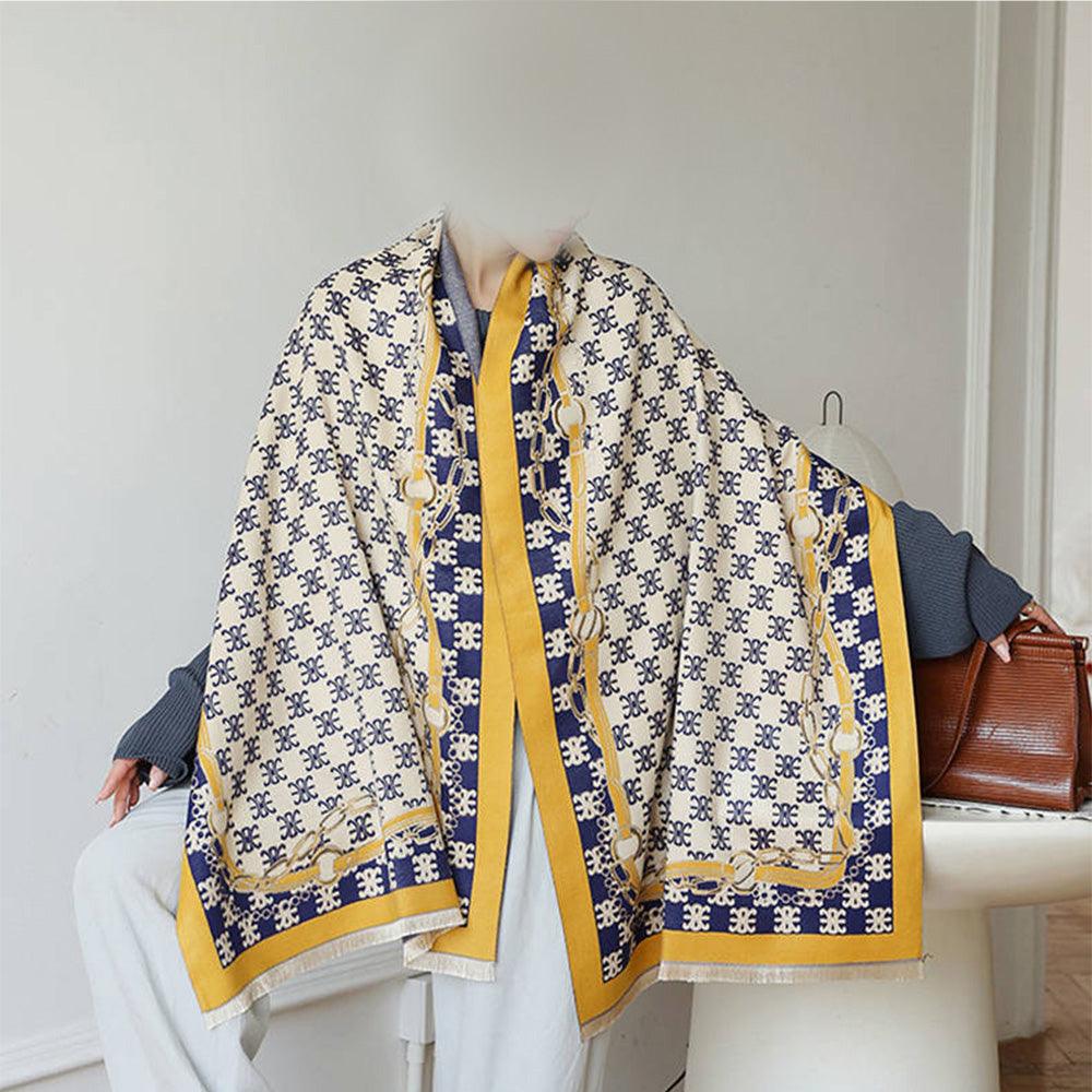 **NEW** Luxurious Gold-n-Blue Pashmina Shawl - Simply Greek
