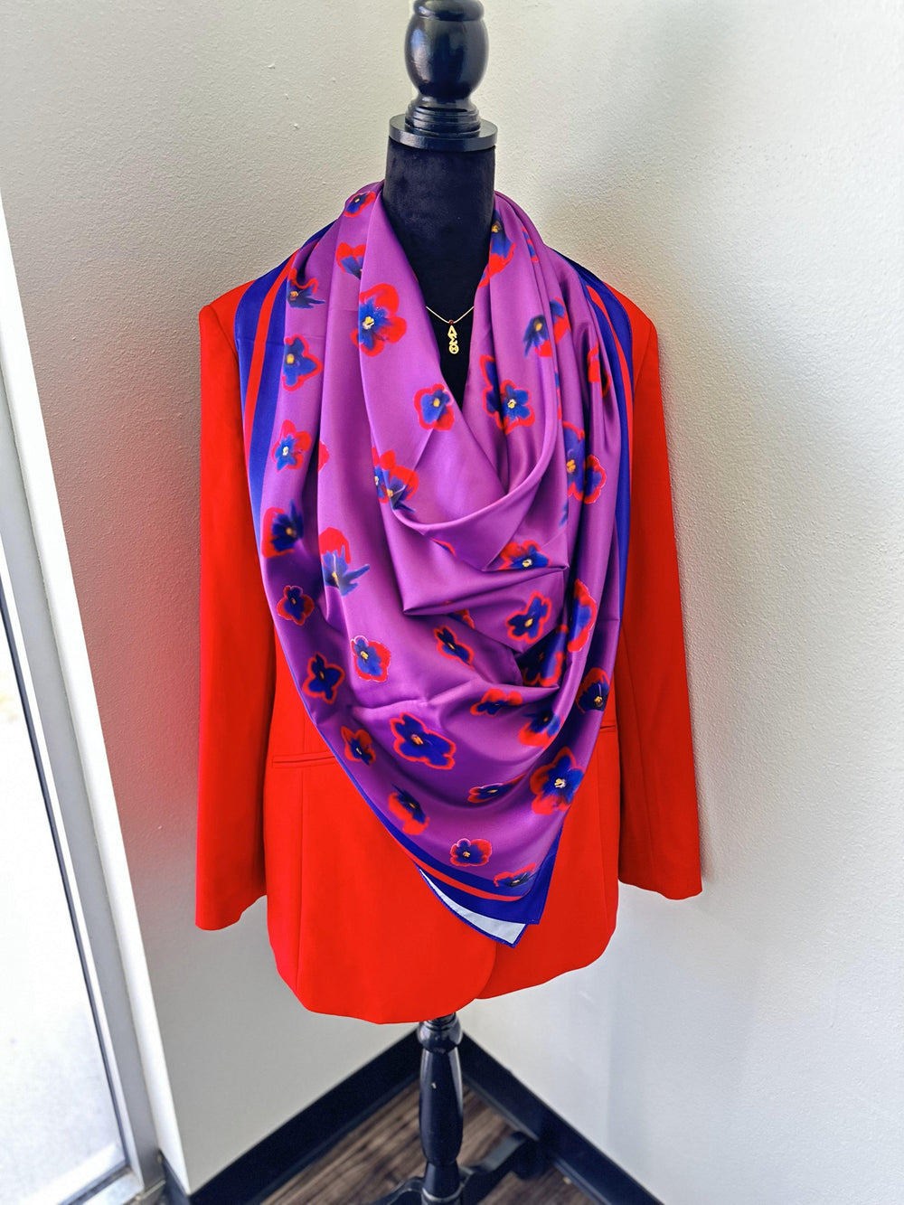 **NEW** Purple Violets Oversized Silk Scarf - Simply Greek