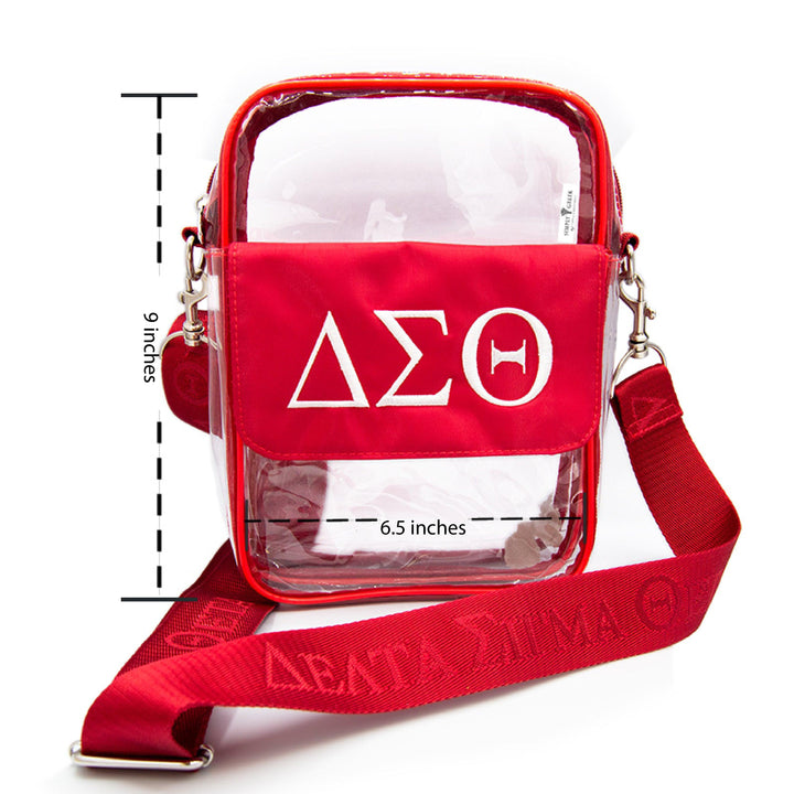 **NEW** Clear ΔΣΘ Stadium Crossbody Messenger Bag - Simply Greek