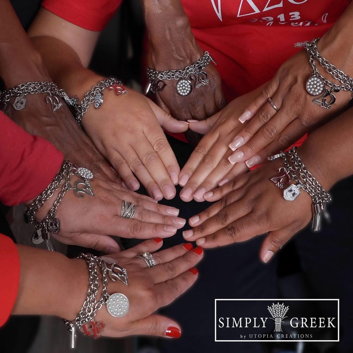 ΔΣΘ "Be Charmed" Silver Deltaversary Toggle Bracelet (Stainless Steel) - Simply Greek