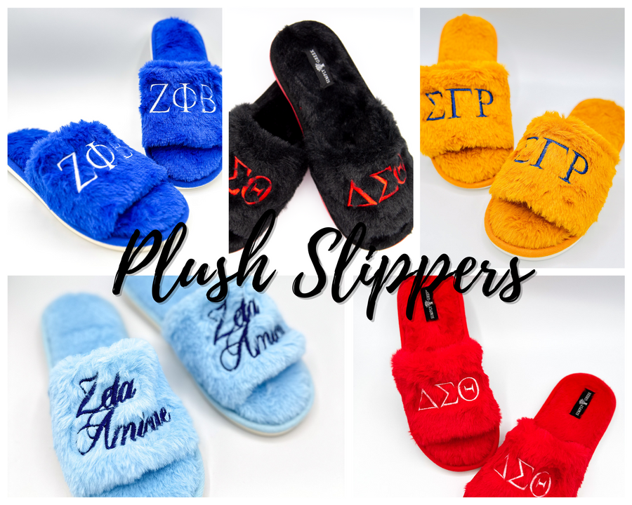 Sorority plush slippers