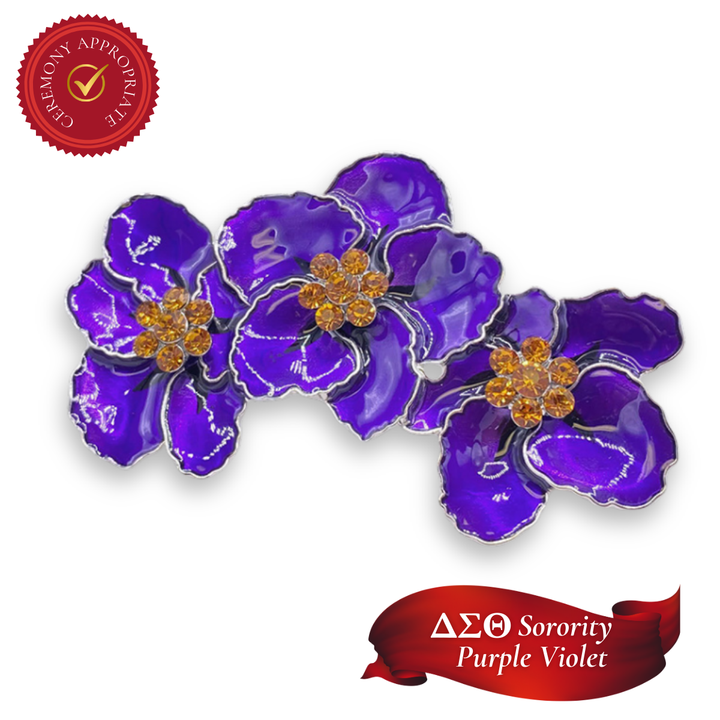 ΔΣΘ Purple Violets 'In Bloom' Brooch Pin