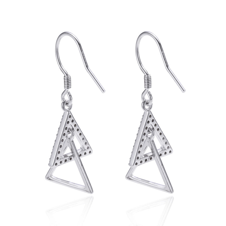 Sterling Silver Pavé Delta Dangle Earrings