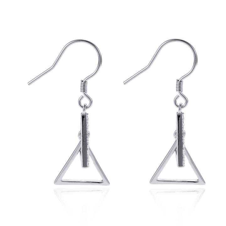 Sterling Silver Pavé Delta Dangle Earrings