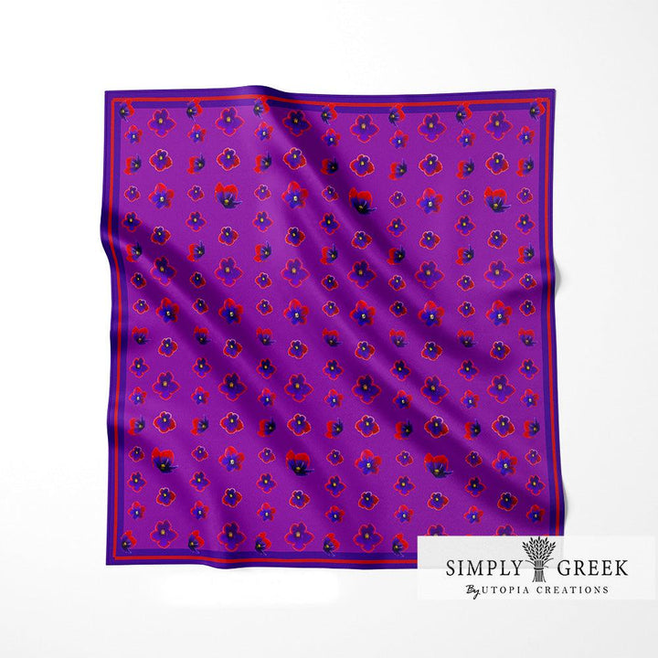 **NEW** Purple Violets Oversized Silk Scarf - Simply Greek