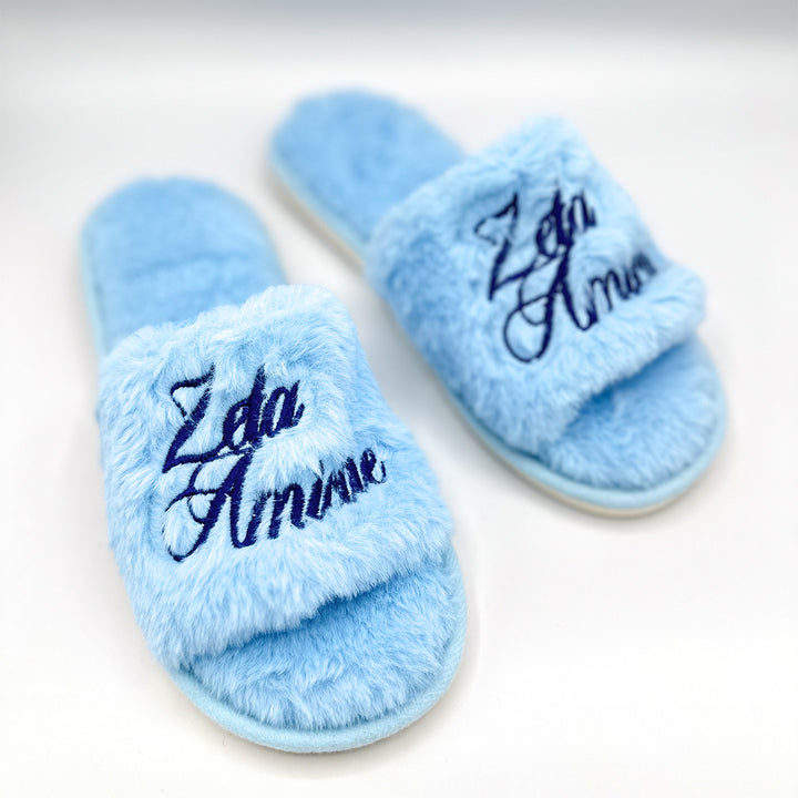 Zeta Amicae Plush Embroidered Women's Slipper Slides