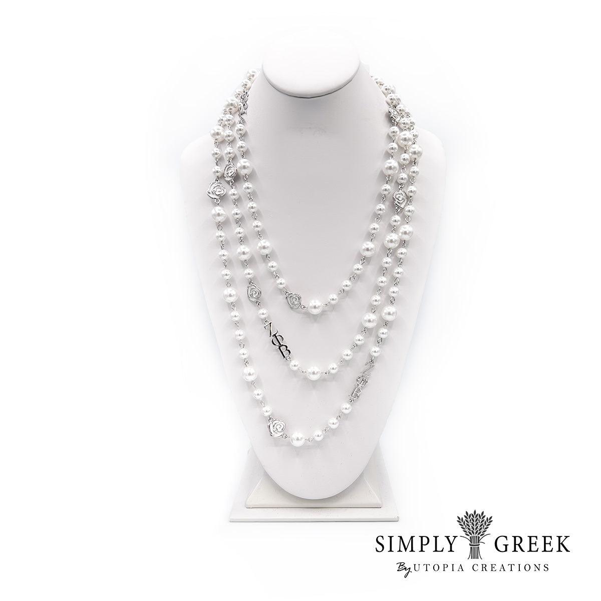 Zeta Phi Beta Roses and Pearls Chain Necklace | Simply Greek