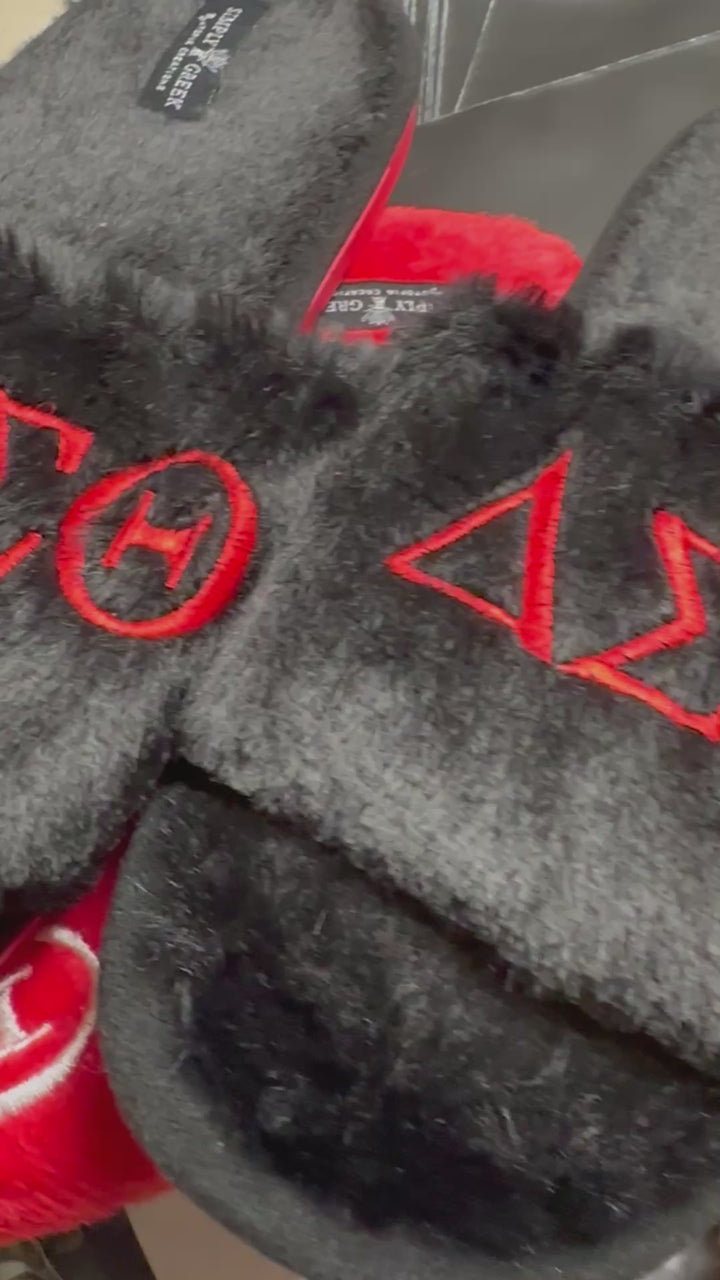 OOPs Merch:  ΔΣΘ Plush Embroidered Women's Slipper Slides