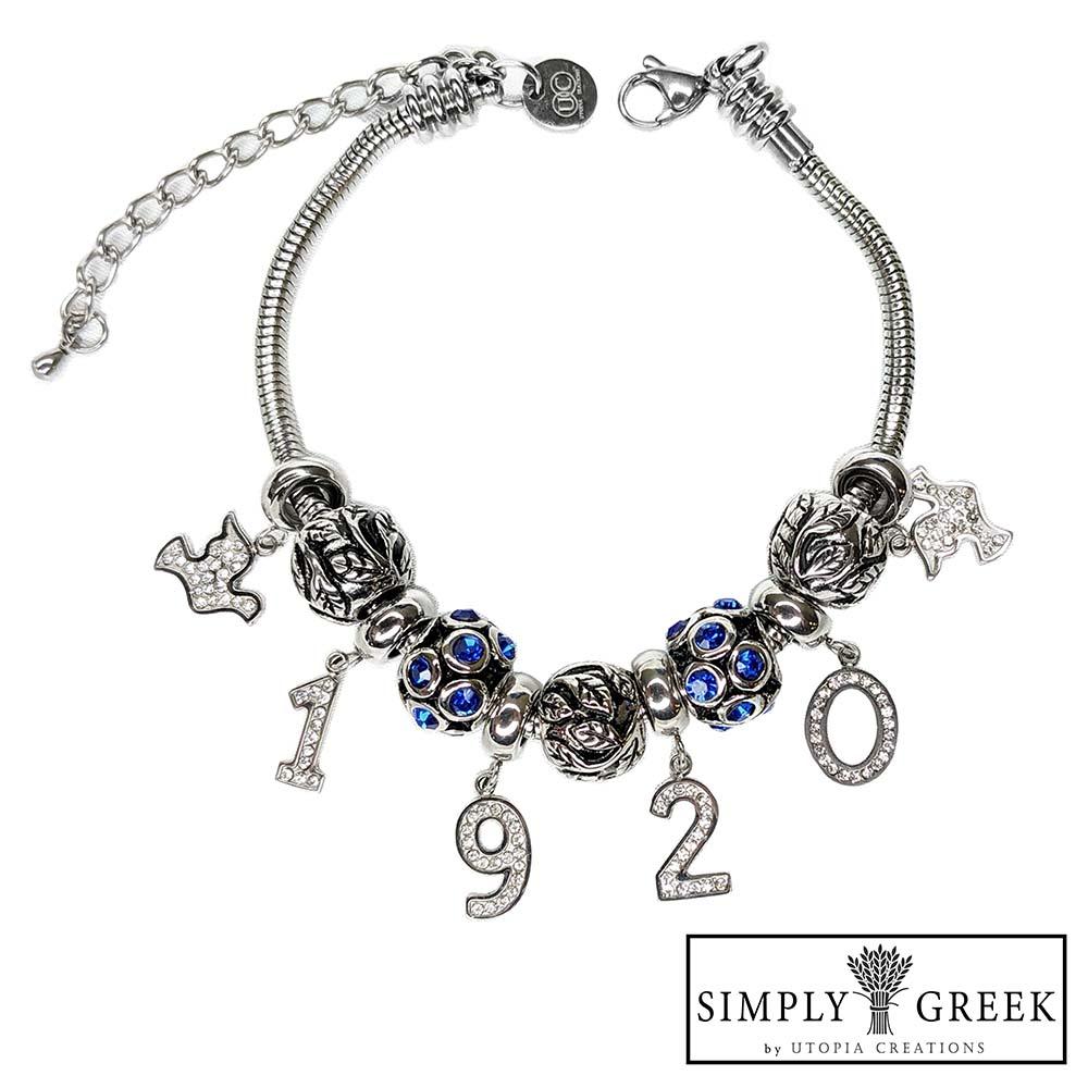 **NEW** ΖΦΒ 1920 Bead Charm Bracelet (Stainless Steel) - Simply Greek