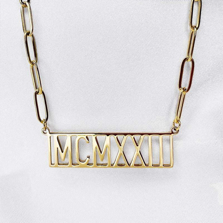 1922 MCMXXII Founding Year Necklace (Stainless Steel) - Simply Greek