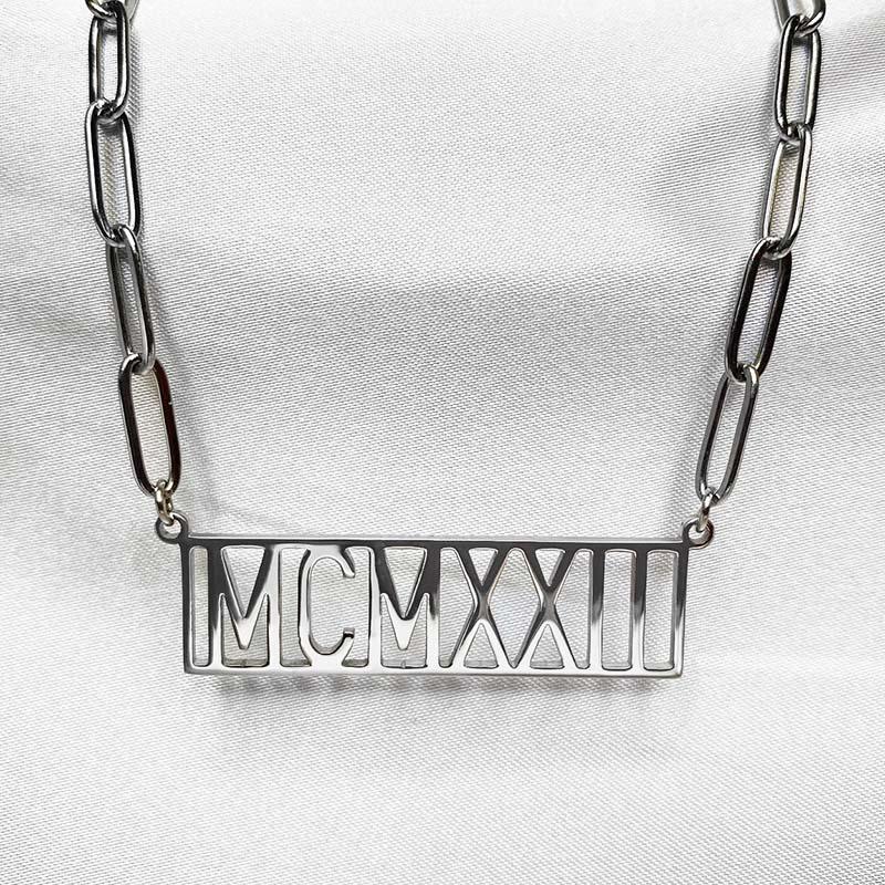 Founding Year Roman Numeral Necklaces (Stainless Steel) - Simply Greek