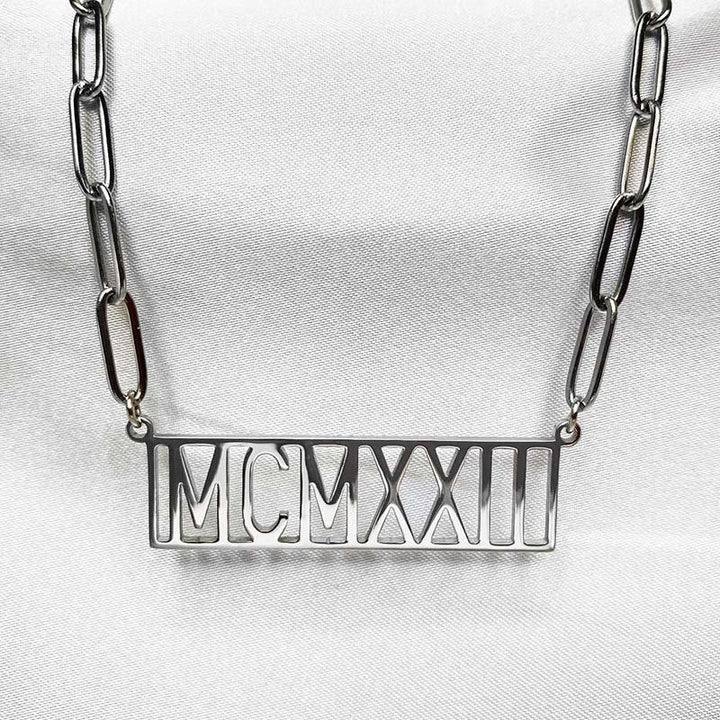 Founding Year Roman Numeral Necklaces (Stainless Steel) - Simply Greek