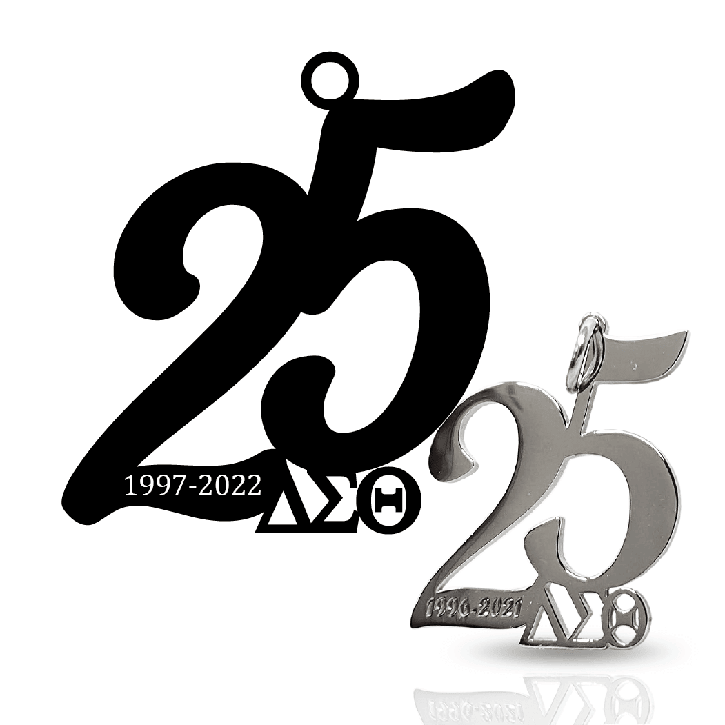 25th ΔΣΘ Anniversary Charm 1997-2022 (Stainless Steel) - Simply Greek