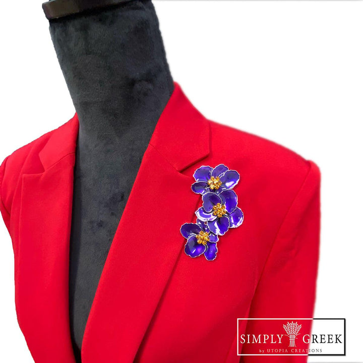 ΔΣΘ Purple Violets 'In Bloom' Brooch Pin - Simply Greek