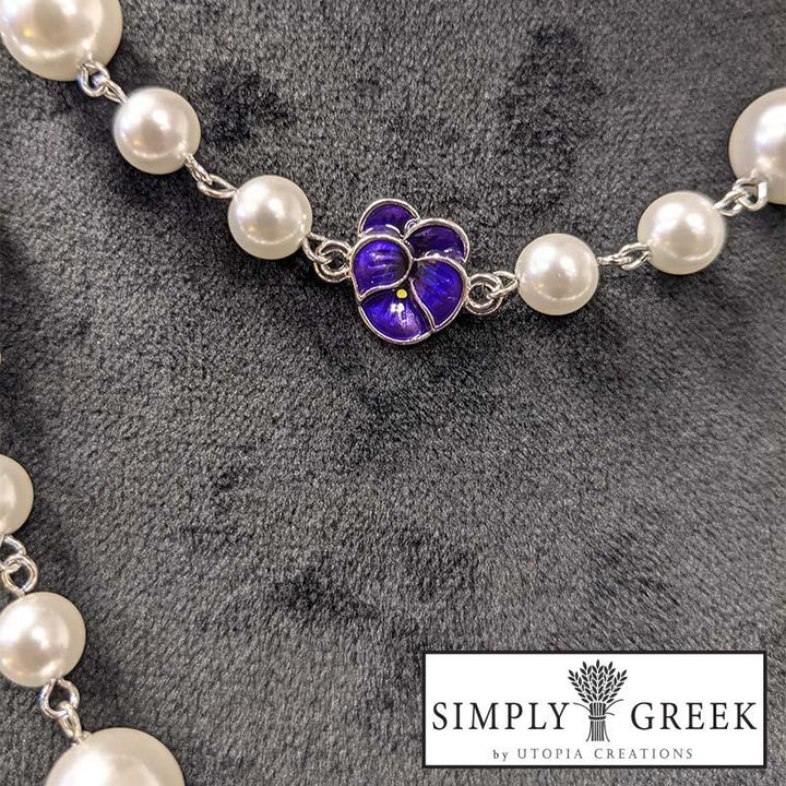 Delta Sigma Theta African Violets and Pearls necklace by Utopia Creations. 