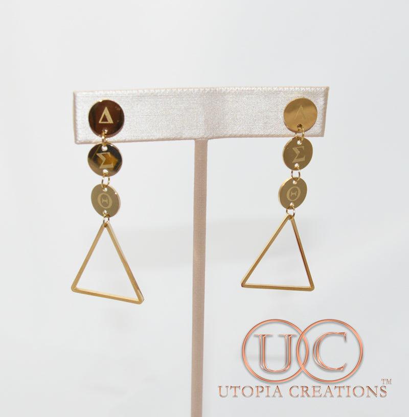 ΔΣΘ Tier Drop Earrings (Stainless Steel) - UTOPIA CREATIONS | Accessories & Gifts