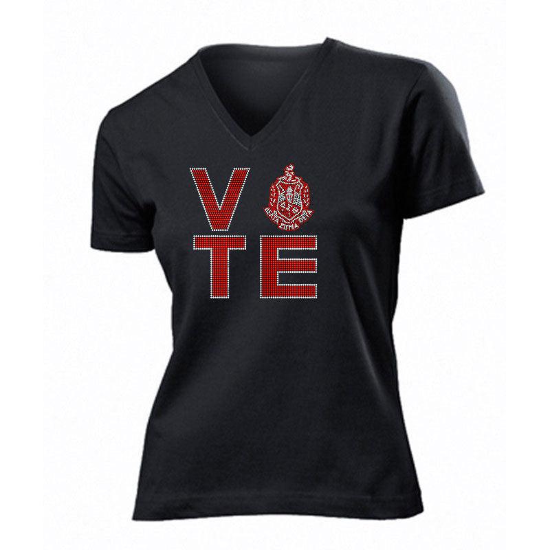 DST "VOTE" Rhinestone V-Neck Tee - UTOPIA CREATIONS | Accessories & Gifts