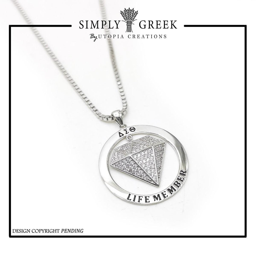Diamond Life Member Pendant & Necklace (Sterling Silver) - Simply Greek