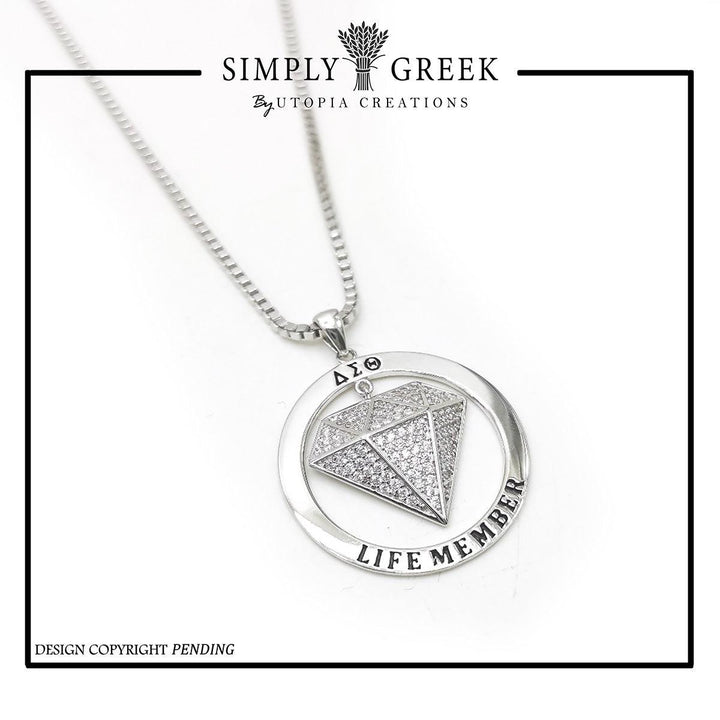 Diamond Life Member Pendant & Necklace (Sterling Silver) - Simply Greek
