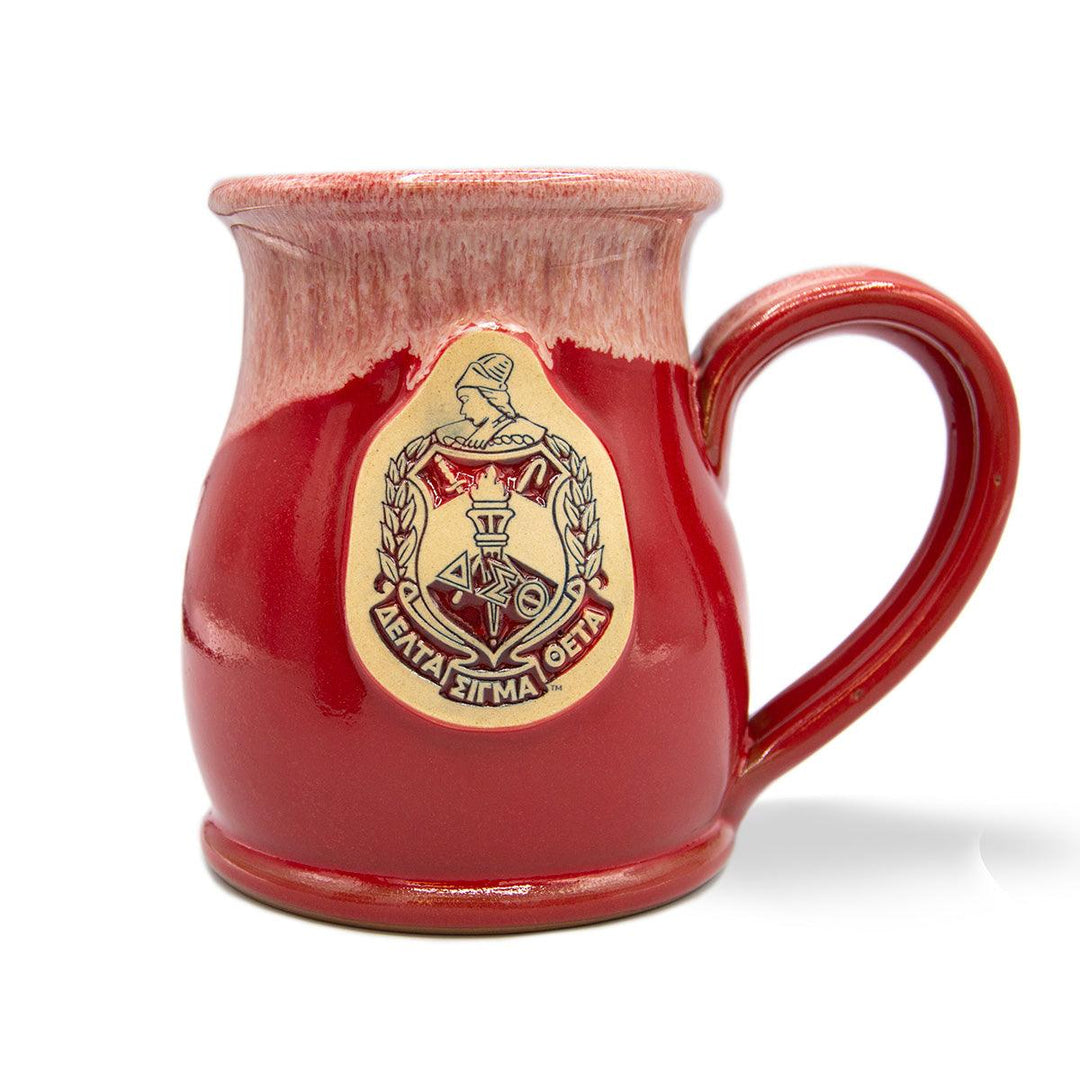 Delta Sigma Theta Tall Belly handmade pottery mug by Deneen Pottery. Exclusively sold at Simply Greek by Utopia Creations. 