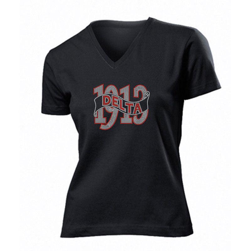 "DELTA + 1913" Rhinestone V-Neck Tee - UTOPIA CREATIONS | Accessories & Gifts