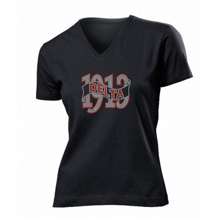"DELTA + 1913" Rhinestone V-Neck Tee - UTOPIA CREATIONS | Accessories & Gifts