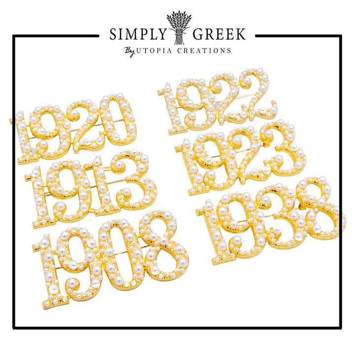 **NEW** The Pearl-Essence Collection Founding Year Pins - Simply Greek