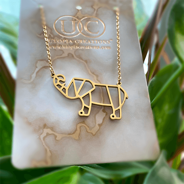 Geometric hot sale elephant necklace