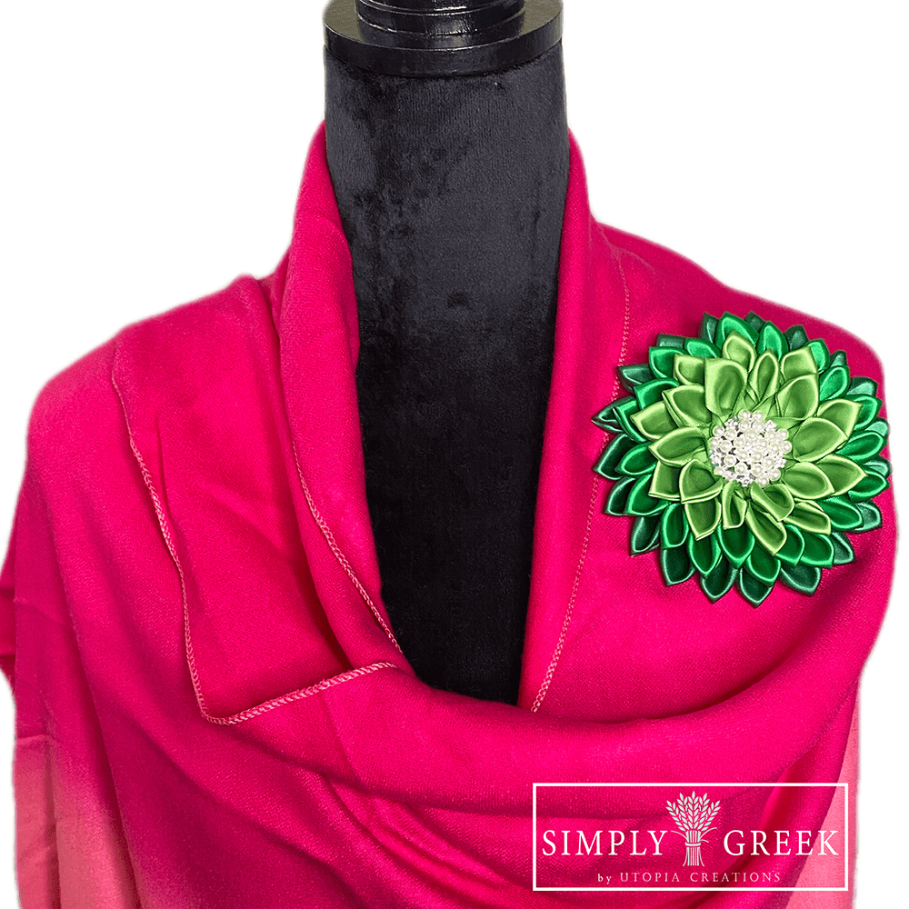 AKA Green Gradient Monochrome Flower Corsage by Simply Greek