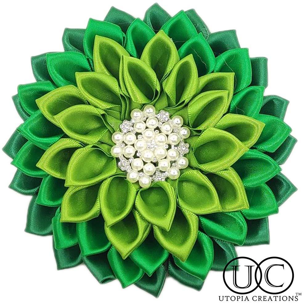 Vivid Green Gradient Flower Corsage Brooch 'Envy' - Simply Greek
