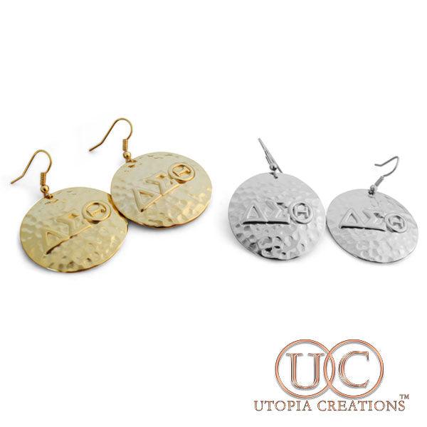 ΔΣΘ Hammered Earrings - UTOPIA CREATIONS | Accessories & Gifts