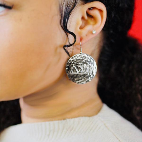ΔΣΘ Hammered Earrings - Simply Greek