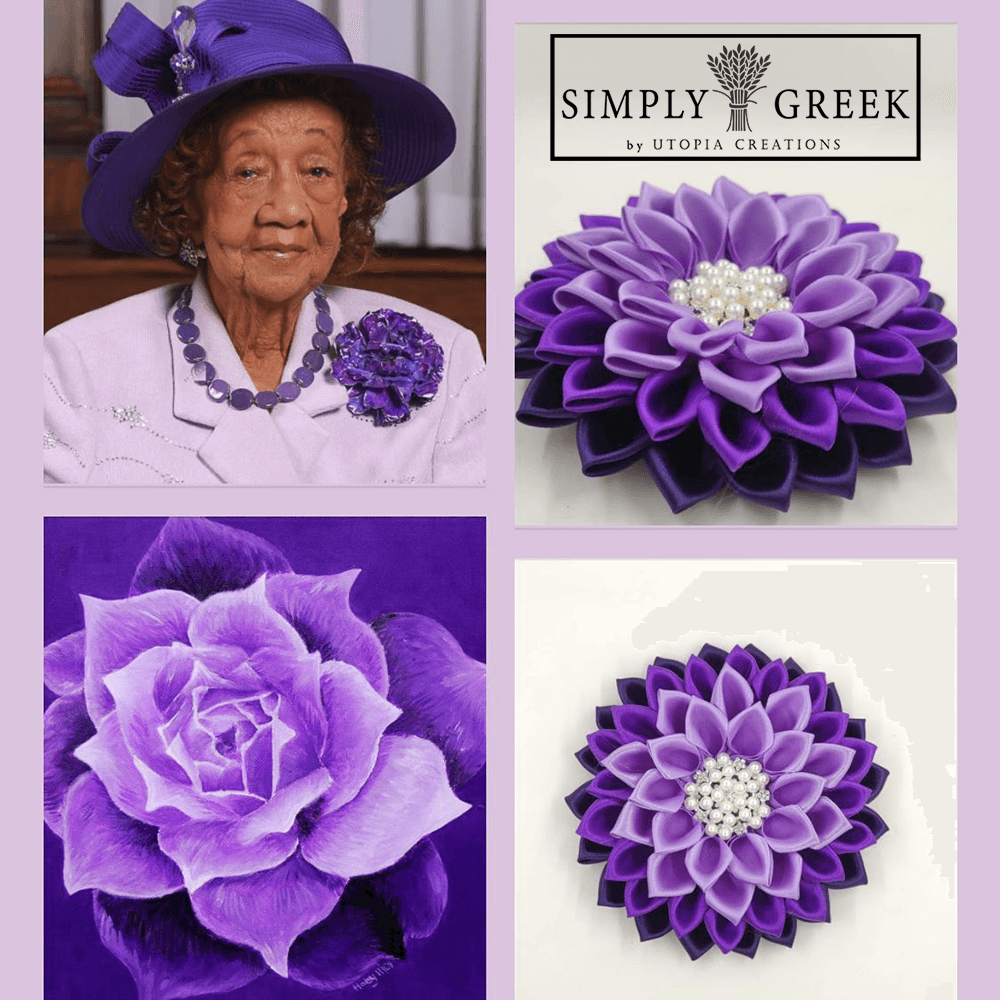 Ms. Dorothy flower corsage inspiration. The monochrome purple violet flower corsage was created by Utopia Creations to honor Ms. Height and her regal elegance in her signature purple.