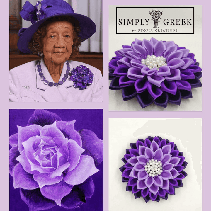 Ms. Dorothy flower corsage inspiration. The monochrome purple violet flower corsage was created by Utopia Creations to honor Ms. Height and her regal elegance in her signature purple.