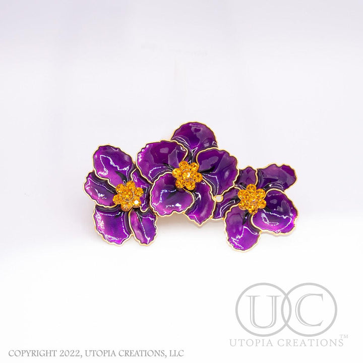 African Violets Brooch Pin by Utopia Creations