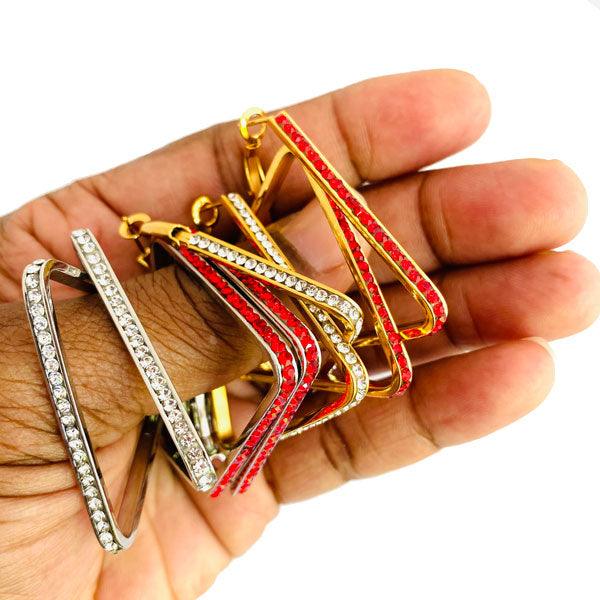Stainless Steel Pyramid Bling Earrings