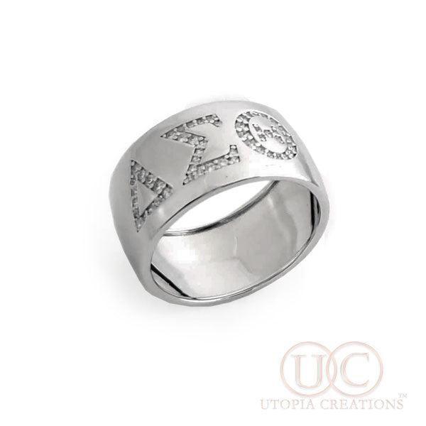 ΔΣΘ Wide Band Ring (Sterling Silver) - UTOPIA CREATIONS | Accessories & Gifts