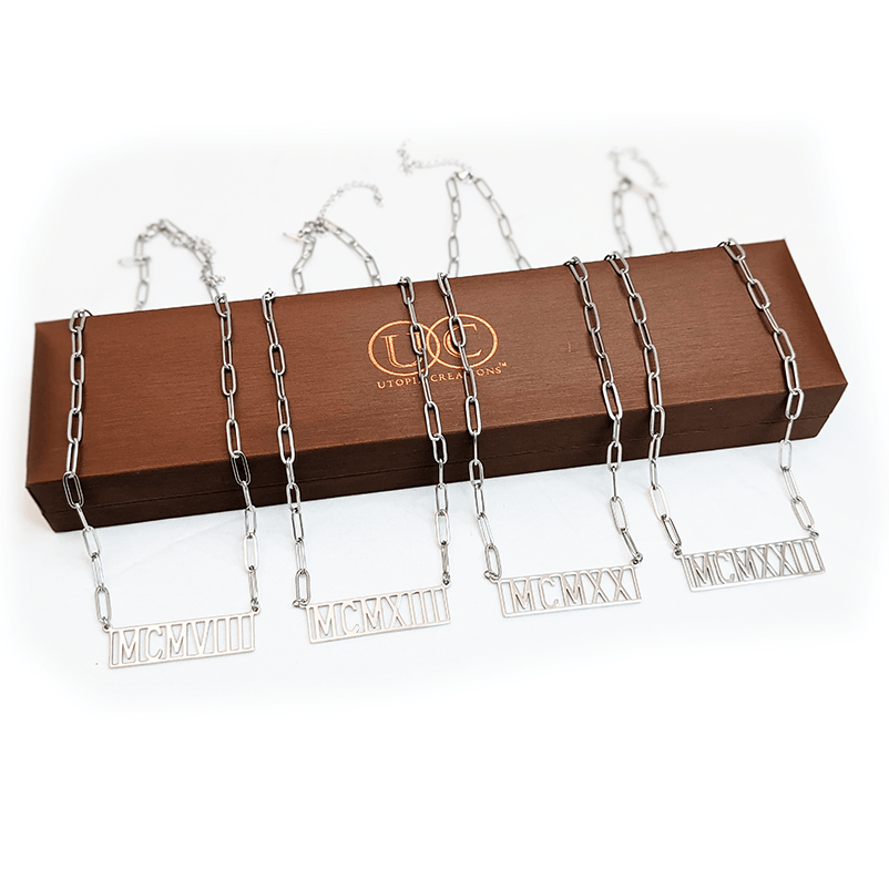 DST 1913 Roman Numeral necklace with square chain link