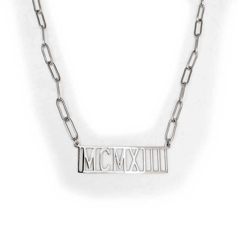 Founding Year Roman Numeral Necklaces (Stainless Steel) - Simply Greek