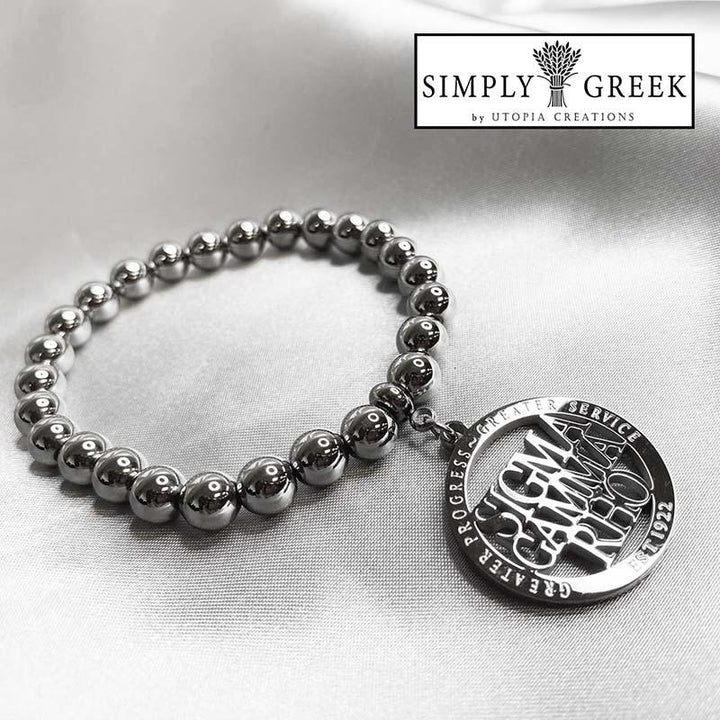 Sigma Gamma Rho ΣΓΡ Beaded Charm Bracelet (Stainless Steel) - Simply Greek