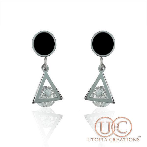 CZ Pyramid Earrings (Stainless Steel) - UTOPIA CREATIONS | Accessories & Gifts