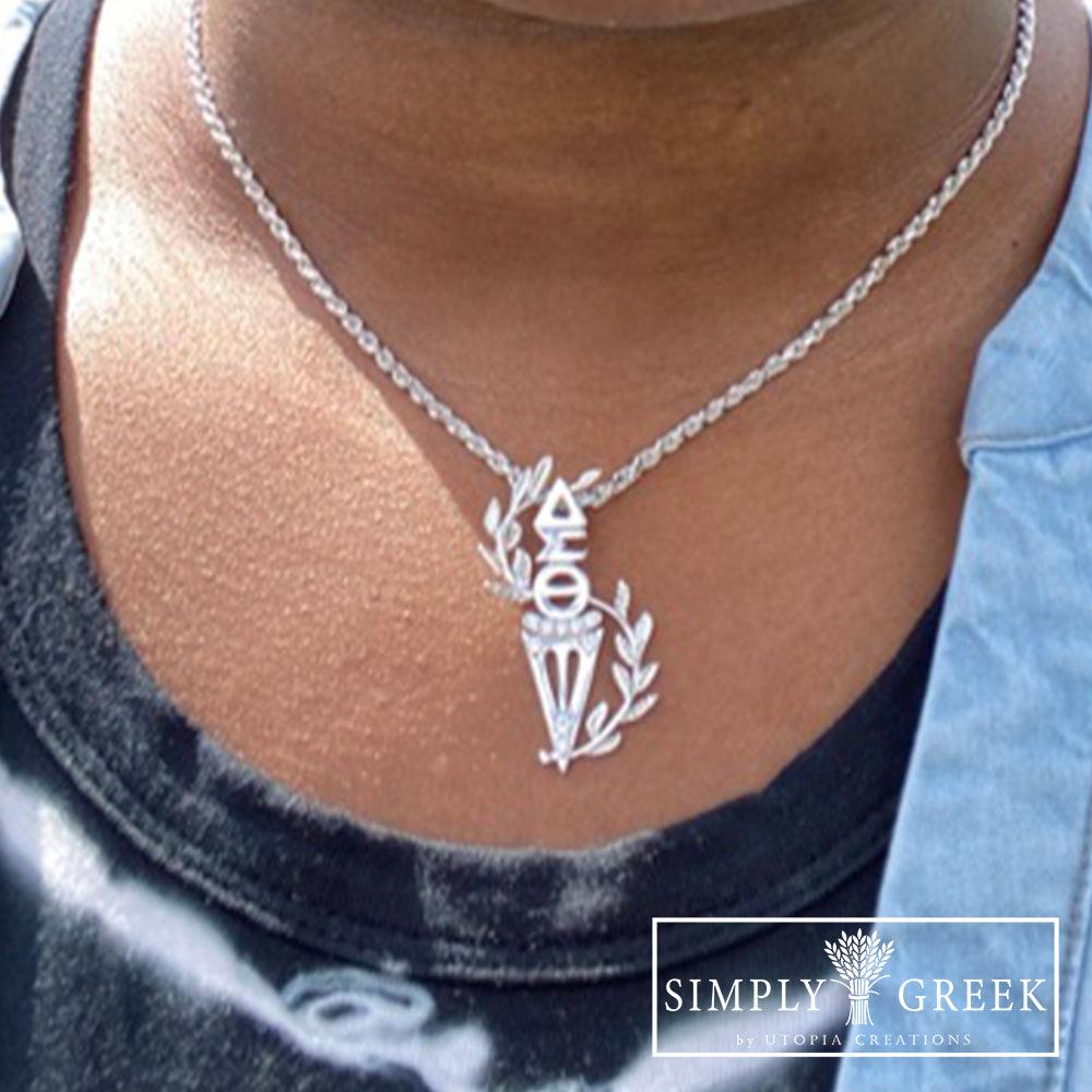 Delta Torch of Wisdom Necklace (Sterling Silver) - Simply Greek