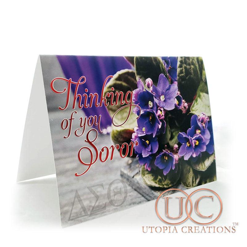 DST "Thinking of You Soror" African Violets Greeting Cards - UTOPIA CREATIONS | Accessories & Gifts
