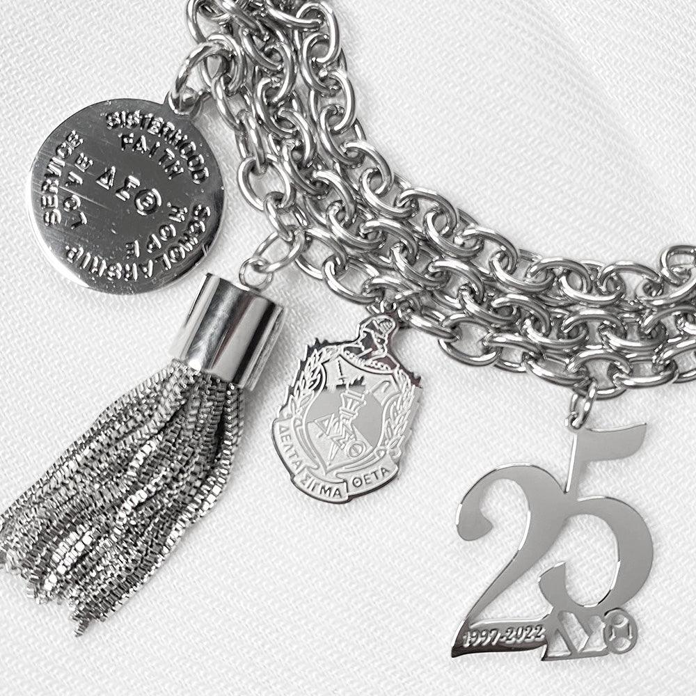 ΔΣΘ "Be Charmed" Silver Deltaversary Toggle Bracelet (Stainless Steel) - Simply Greek