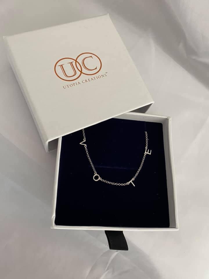 "VOTE" Letter Necklace (Sterling Silver) - Simply Greek