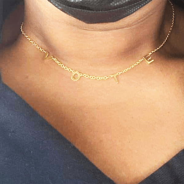 "VOTE" Letter Necklace (Stainless Steel) - Simply Greek