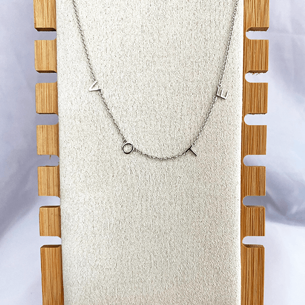 "VOTE" Letter Necklace (Sterling Silver) - Simply Greek